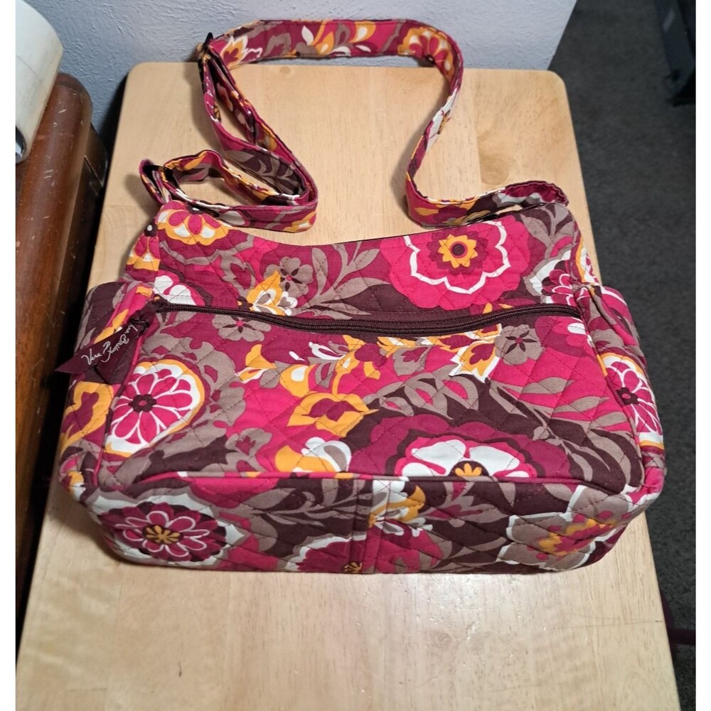 Vera Bradley Carnaby Olivia Shoulder Bag Purse Fuchsia Pink Orange Zip Close
